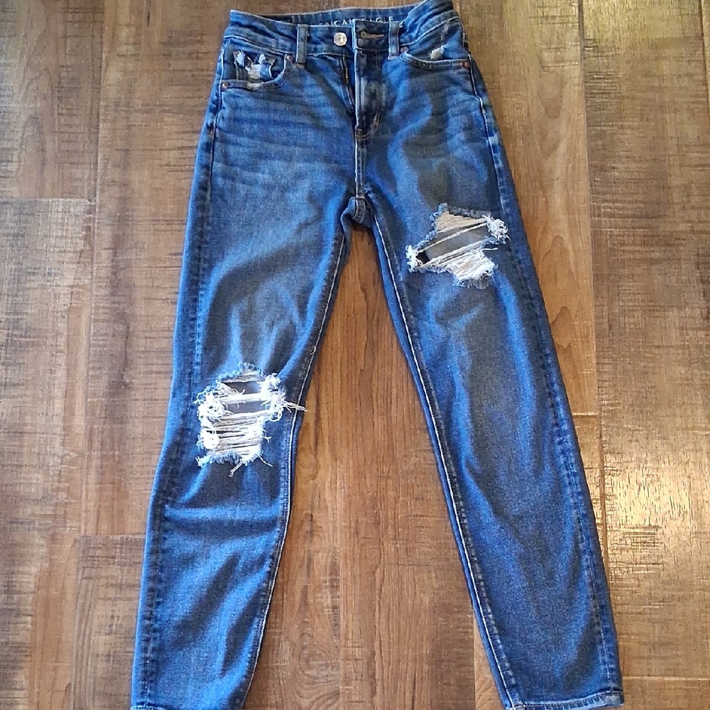 American Eagle Outfitters Ripped Blue Skinny Jeans
